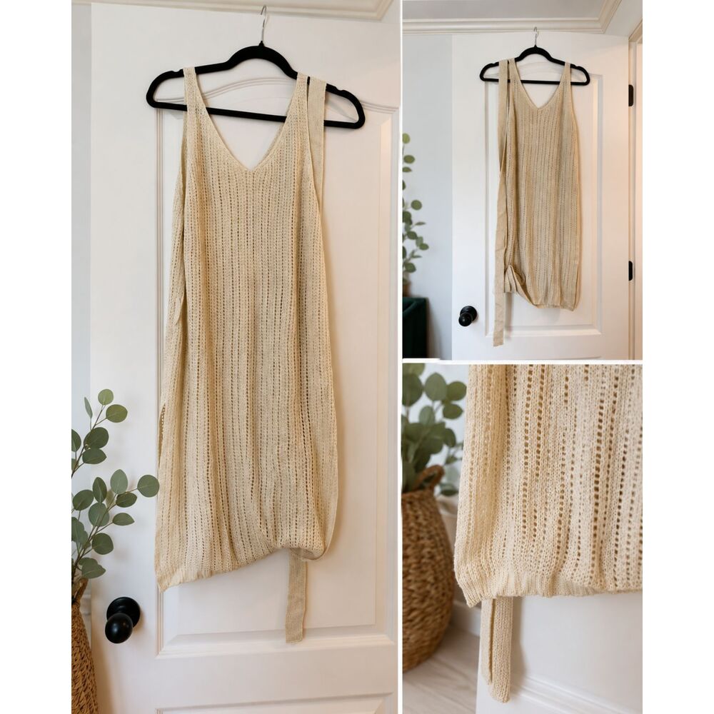 Cupshe Cream Knit V-Neck Swim Coverup with Side Tie
